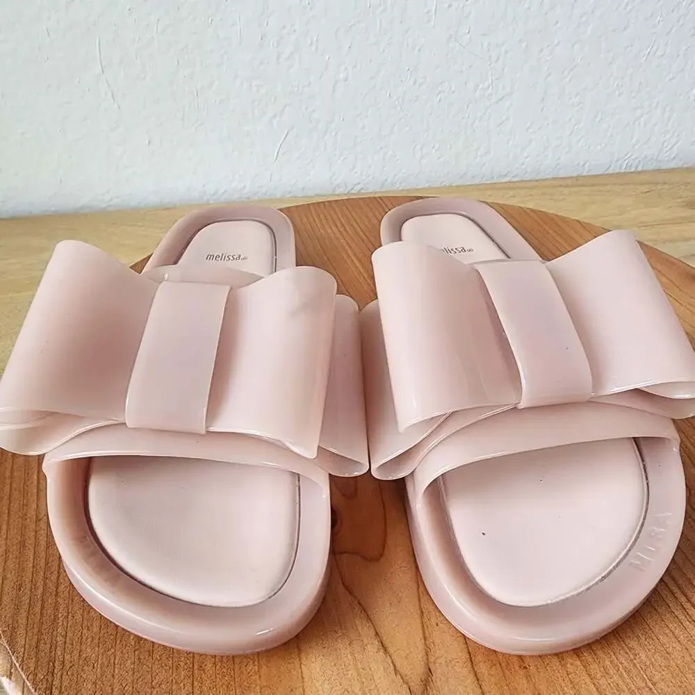Melissa Jelly Slide Sandals Womens Size 9 Pink Bow Slip On Waterproof Comfort